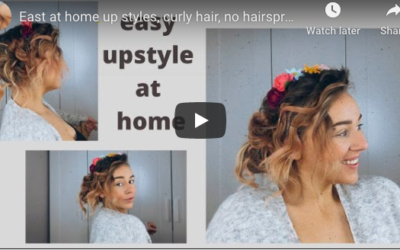 East at home up styles, curly hair, no hairspray or backcombing